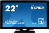 Monitor AMVA LED iiyama 21.5inch T2236MSC-B2, Full HD (1920 x 1080), VGA, DVI, HDMI, USB 3.0, Touchscreen, 8 ms (Negru)