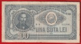 (5) BANCNOTA ROMANIA - 100 LEI 1952, REPUBLICA POPULARA ROMANA, PORTRET NICOLAE BALCESCU, SERIE ALBASTRA