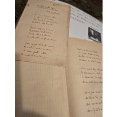 Manuscris pe trei pagini al poeziei &quot;Cantec pentru Lydia&quot;