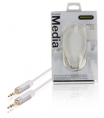 Cablu audio stereo Jack 3.5 mm tata - 3.5 mm tata 1m OFC alb Profigold foto