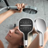Cumpara ieftin Cap de dus 3-&icirc;n-1 cu presiune &icirc;nalta, 3 moduri de pulverizare - ploaie, masaj și cascada, din metal, usor de instalat si de curatat, argintiu/negru