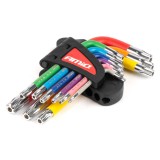 Set chei Torx scurte 9 buc S2 AMiO, chei short pentru spatii inguste, cu organizator, pentru lucrari de montaj, service auto, biciclete si
