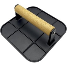 Presa Manuala pentru Carne, Cyrax, din Aliaj de Aluminiu, Maner din Lemn, Presa pentru Burgeri, Usor de Curatat si Folosit, Patrata, 16x16x6 cm, Neagr