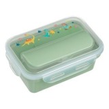 Caserola alimentara cu 2 compartimente si tacamuri, 650 ml, verde menta, cu imprimeu dinozaur, CMCLASS