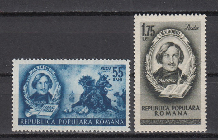 ROMANIA 1952 LP 295 CENTENARUL MORTII LUI N.V.GOGOL SERIE MNH