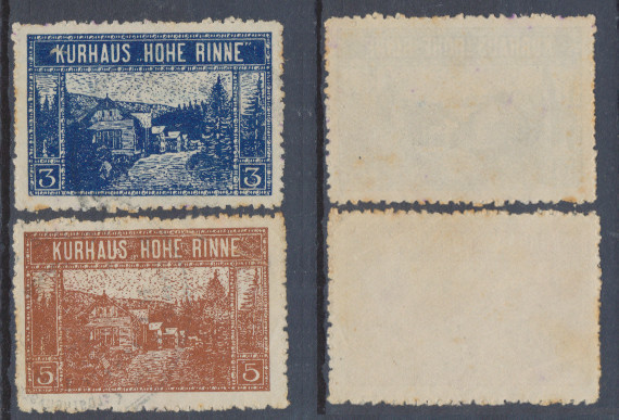 ROMANIA Hohe Rinne posta locala Paltinis serie 2 timbre stampilate f. rare 1923