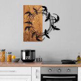 Decoratiune de perete lemn Spiral Birds, Nuc, 58x3x58 cm