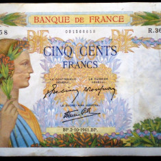 324 FRANTA WWII 500 FRANCS FRANCI 2.10.1941 SR. 658