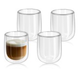Set 4 pahare Navaris cu perete dublu, 350 ml, izolate termic, sticla borosilicata, 47547.01.2