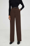 Cumpara ieftin Answear Lab pantaloni femei, culoarea maro, drept, high waist