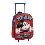 Ghiozdan tip troller pentru gradinita Mickey 3D, 25x31x10 cm, Cerda