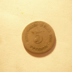 Moneda 5 pfennig 1875 Germania Imperiu ,litera B cal. Buna ,metal alb