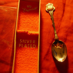 Lingurita Suvenir- placata argint ,Penzance ,cu Stema ,L=11cm, cutie originala