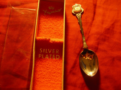 Lingurita Suvenir- placata argint ,Penzance ,cu Stema ,L=11cm, cutie originala foto