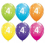 Set 6 baloane latex cu cifra 4 multicolor, Godan