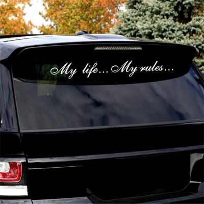 Sticker auto My life...My Rules... alb 60 cm x 8.5 cm foto