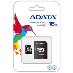 Card ADATA Micro SDHC 16GB clasa 4 + adaptor SD AUSDH16GCL4-RA1 foto