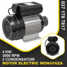 Motor electric monofazat 4000W 3000 rpm, 2 condensatori, corp aluminiu bobinaj cupru foto