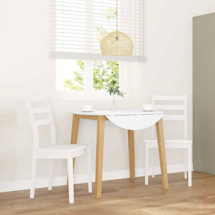 vidaXL Scaune de sufragerie 2 buc Cauciuc din lemn masiv alb 4102521