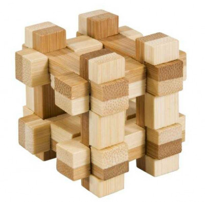 Joc logic IQ din lemn bambus in cutie metalica Gridbox foto