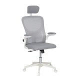 Scaun de birou ergonomic Leziter Flexo, Alb/Gri, Suport Lombar, Reglabil, 150 kg