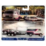 Transportator cu masinuta Hot Wheels, DMC Delorean si HW Rally Hauler, JBM35