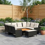 vidaXL Seturi de mobilier cu pernă 7 pcs Negru și Crem Ratan PE 3422189