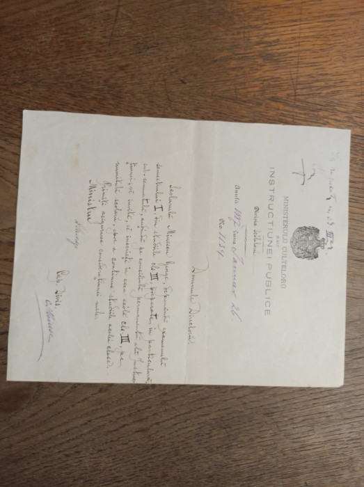 DOCUMENT SEMNAT OLOGRAF DE DIMITRIE STURDZA, 1887