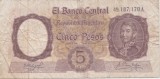 ARGENTINA 5 PESOS ND(1957) F