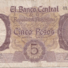 ARGENTINA 5 PESOS ND(1957) F