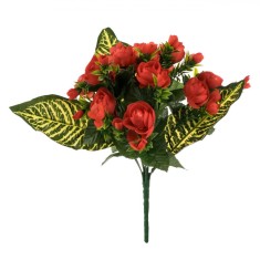 Buchet Flori Artificiale, Trandafiri, &Icirc;nălțime 31 cm, Culoare Roșu, Material Plastic