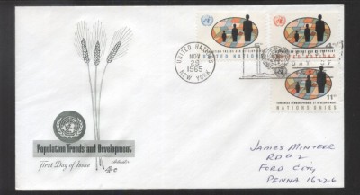 UN New York 1965 World population conference Mi.160-162 FDC UN.208 foto