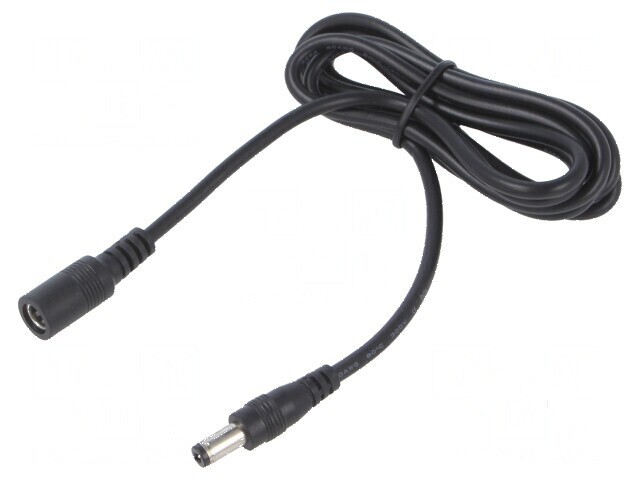 Cablu DC 5,5/2,1 mm 2x0,5mm2 cu mufă și soclu drept negru
