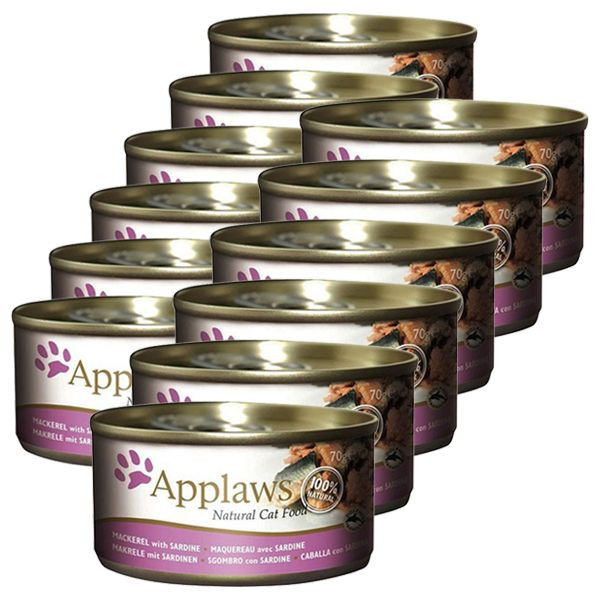 Applaws Cat - conservă pentru pisici cu macrele și sardele, 12 x 70g