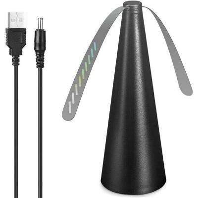 Ventilator Exterior, Repelent pentru Muste/Tantari, Cablu USB, Slot Baterii, 9 x 9 x 20 cm, Negru foto