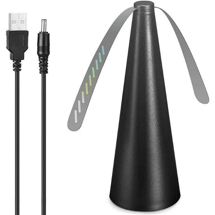 Ventilator Exterior, Repelent pentru Muste/Tantari, Cablu USB, Slot Baterii, 9 x 9 x 20 cm, Negru