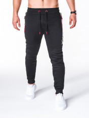 Pantaloni barbati negru slim cu banda siret si buzunare P657 foto