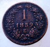 Moneda Austria 1 Kreuzer 1859 E, KM# 2186, Cupru, Vultur Mic - Moneda Circulata