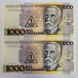 Bancnota 1000 CRUZADO NOVO - 1989 - serii consecutive - Brazilia - P-216b
