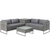 Outsunny Set de Gradina 4 Bucati cu 2 Canapele 2 Locuri, Masuta de Cafea si Masuta Inalta cu Lada, Set Masute si Scaune de Gradina