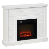 HOMCOM Șemineu Electric cu Efect de Flacără 3D, Oprire Automată, &Icirc;ncălzire Reglabilă și Temporizator, 96,5x22x81,7 cm, Alb | Aosom Romania