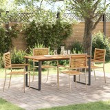 Set de masa pentru gradina 5 buc. Bej Lemn Solid de Acacia