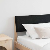 vidaXL Tăblie tapițată Negru 180 cm Lemn de pin masiv 879106