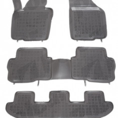 Set covorase auto din cauciuc SEAT ALHAMBRA (7N), 06.2010-, VW SHARAN (7N), 04.2010- cu 7 locuri, presuri tip tavita, negru; elastomer