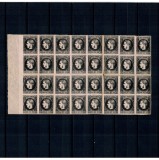 1867 - Carol I cu favoriți, 20 parale pe h&acirc;rtie subțire, roz deschis, fragment de coala cu 32 mărci neuzate
