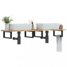 vidaXL Raft pentru lavoar montat pe perete, oțel și lemn masiv acacia 3302685