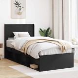 vidaXL Cadru de pat cu depozitare și tăblie Negru 90 x 200 cm 3414252