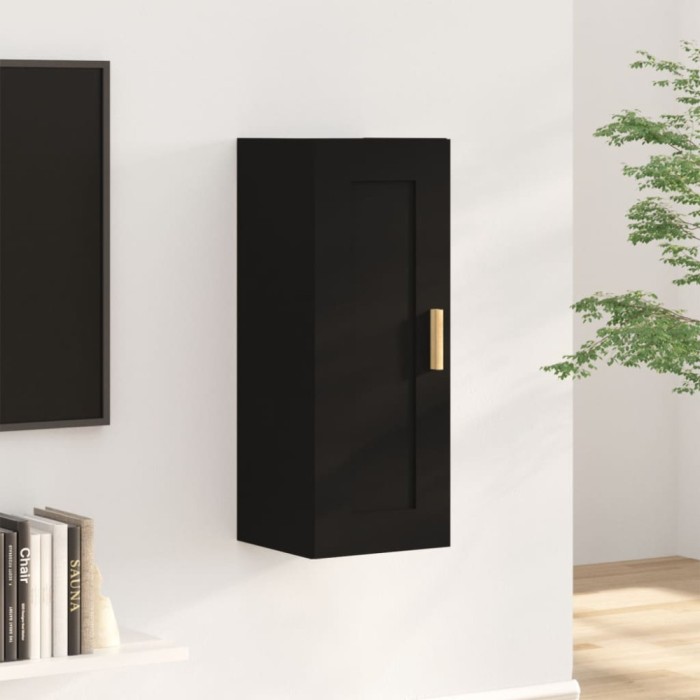 Gossi dulap de perete, negru, 35x34x90 cm, lemn prelucrat