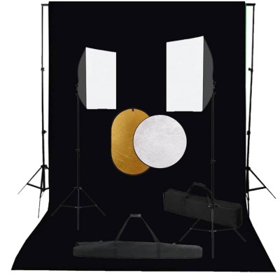 vidaXL Set studio foto cu lumini softbox, fundal și reflector foto