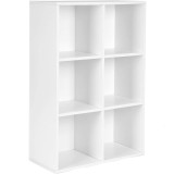 VASAGLE Biblioteca cu 6 compartimente, raft depozitare tip cub, 66x30x98 cm, alb Household NewTrend